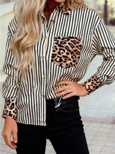 Black/Chic Contrast Leopard & Stripes Button Shirt