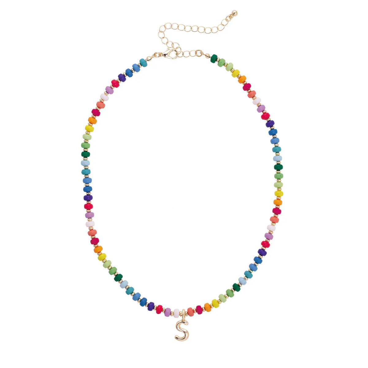 Initial multi color Beaded Mini Initial 15.5" Adjustable