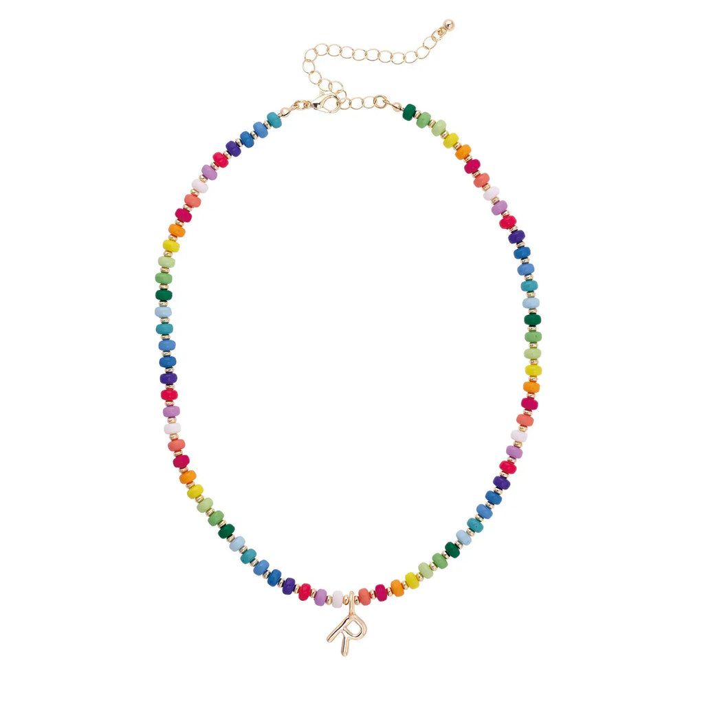 Initial multi color Beaded Mini Initial 15.5" Adjustable