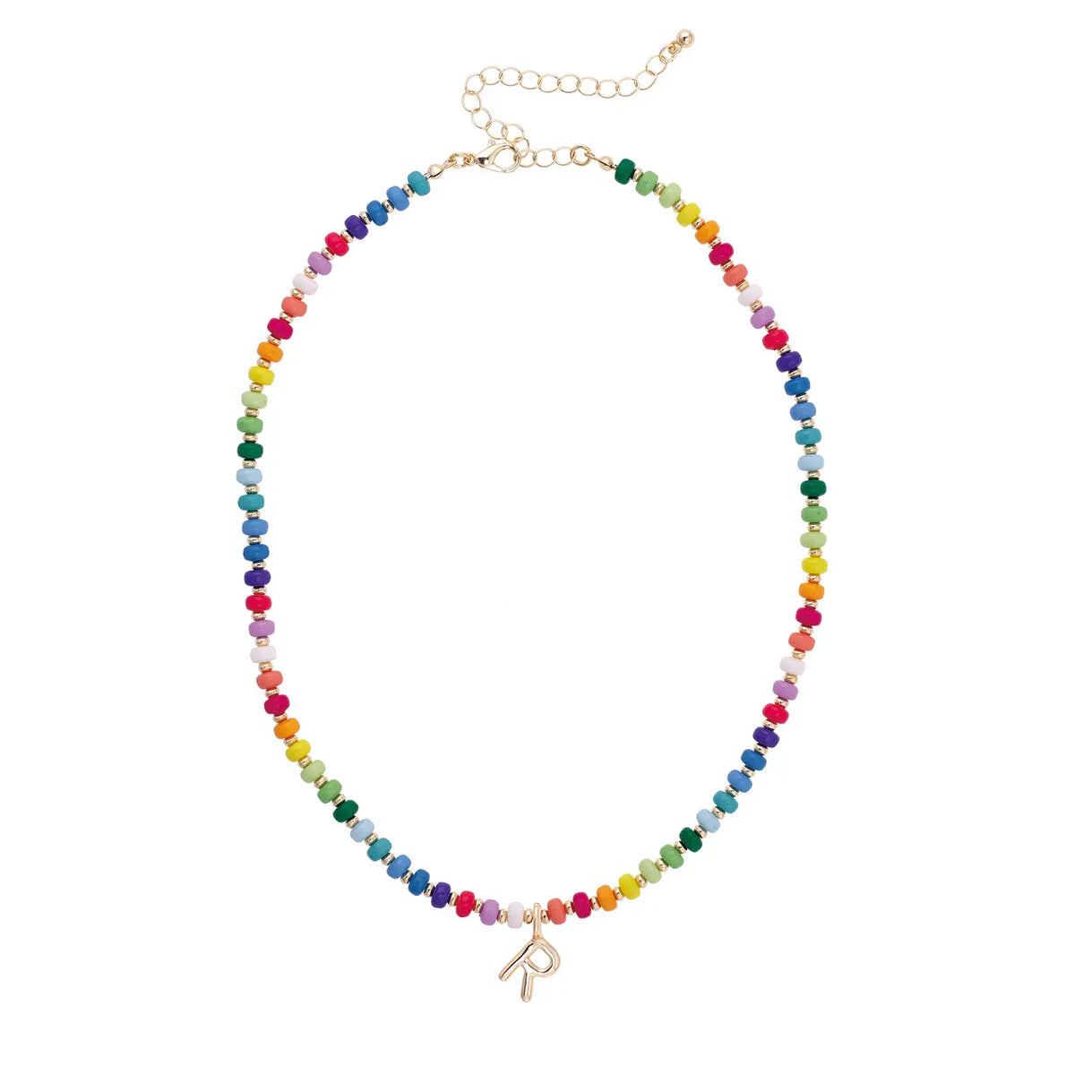 Initial multi color Beaded Mini Initial 15.5" Adjustable