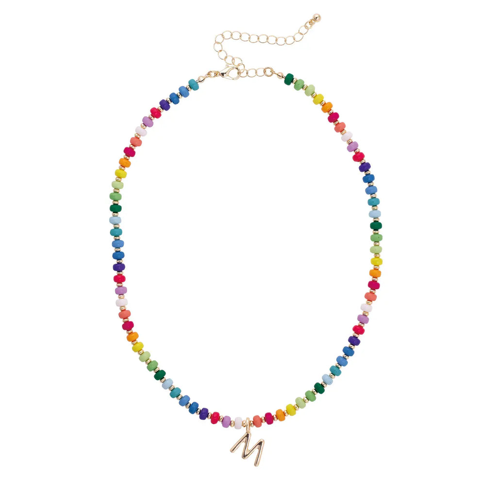 Initial multi color Beaded Mini Initial 15.5" Adjustable