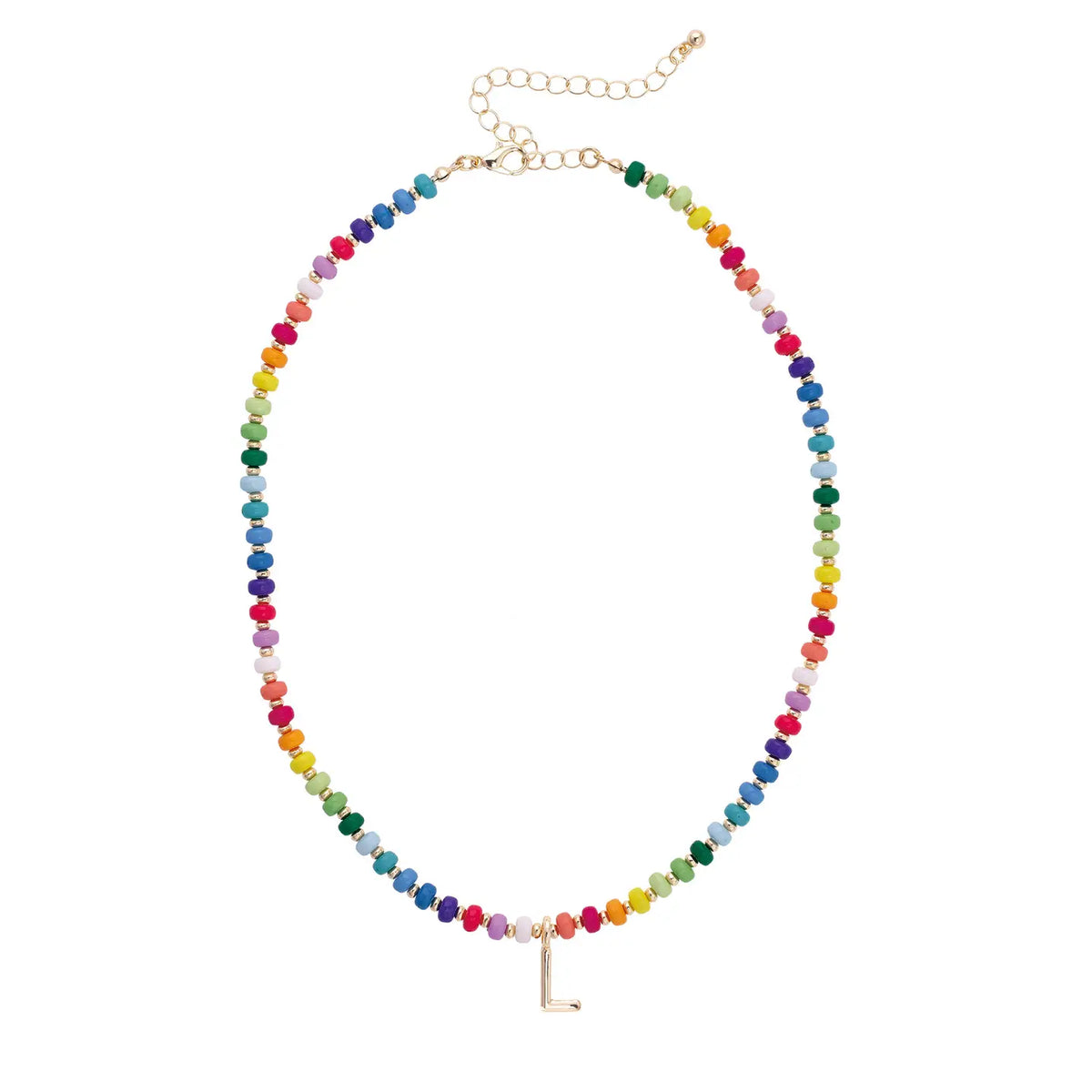 Initial multi color Beaded Mini Initial 15.5" Adjustable