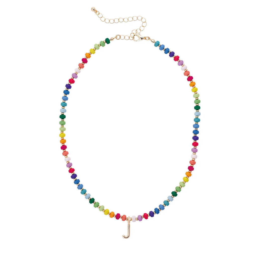 Initial multi color Beaded Mini Initial 15.5" Adjustable