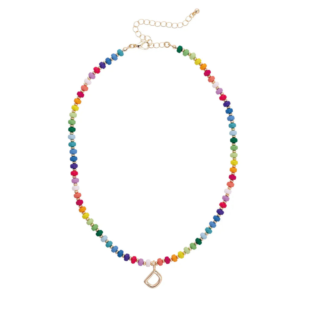 Initial multi color Beaded Mini Initial 15.5" Adjustable