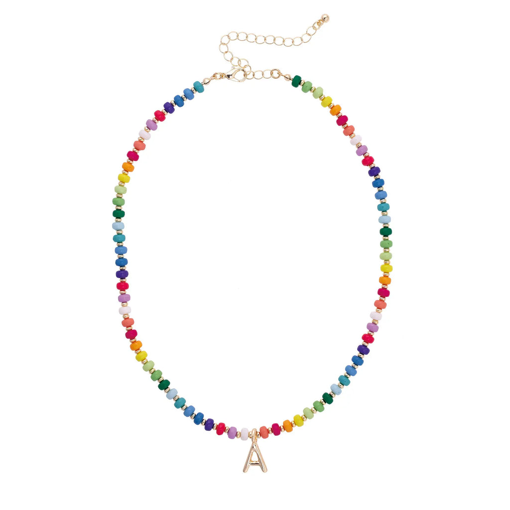 Initial multi color Beaded Mini Initial 15.5" Adjustable