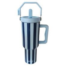 Light Blue and Navy Striped 38 oz Cabana Jug Tumbler katydid