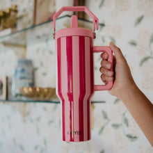 Pink and Wine Striped 38 oz Cabana Jug Tumbler katydid