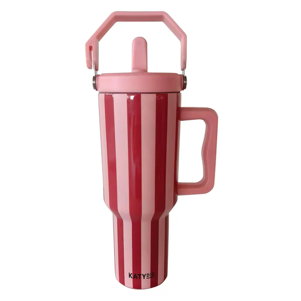 Pink and Wine Striped 38 oz Cabana Jug Tumbler katydid