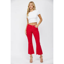 Red High Rise Ankle Flare