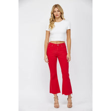 Red High Rise Ankle Flare