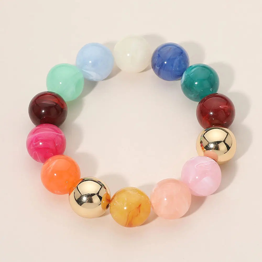 Multi  Colorful Beaded Stretch Bracelet