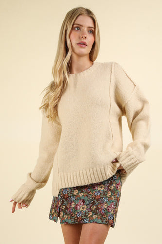 Fuzzy Feeling Oversized Knit Pullover Sweater Top