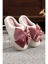 Pink Bow Decor Festival Plush Slippers
