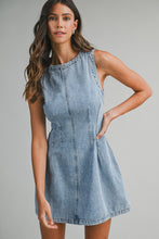 Sleeveless Round Neck Denim Mini Dress