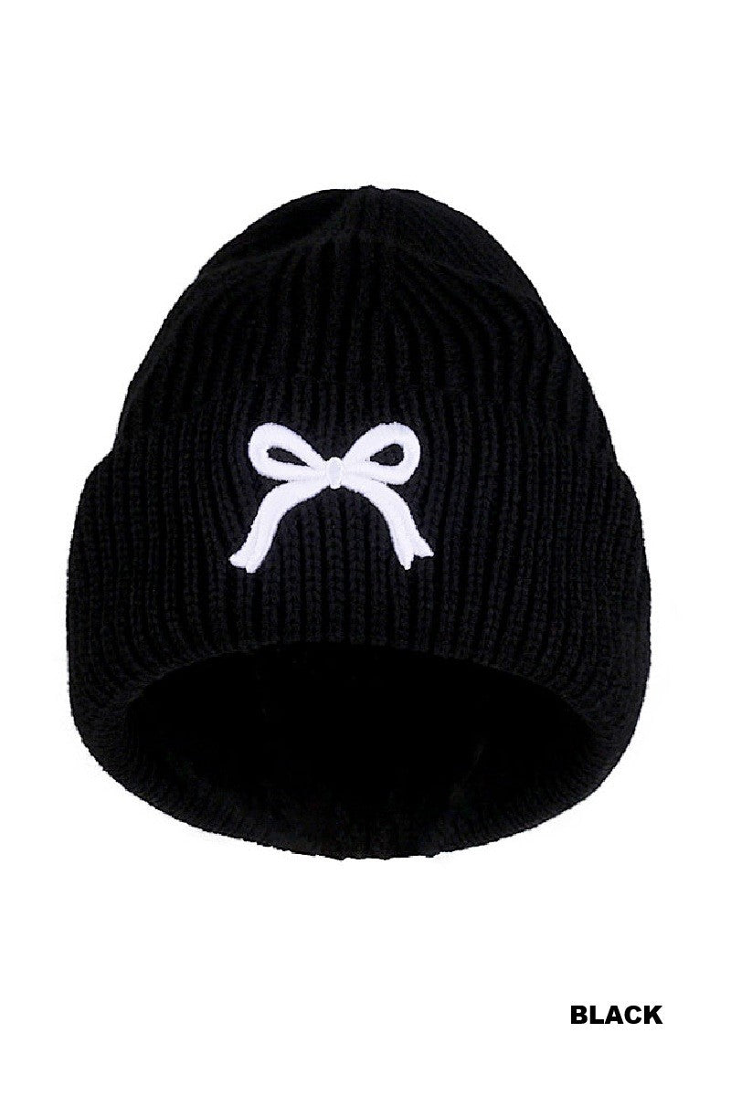 COQUETTE BOW EMBROIDERED CUFF BEANIE
	
-BOW RIBBON EMBROIDERED
-TRENDY DESIGN
-SOFT CUFFED BEANIE