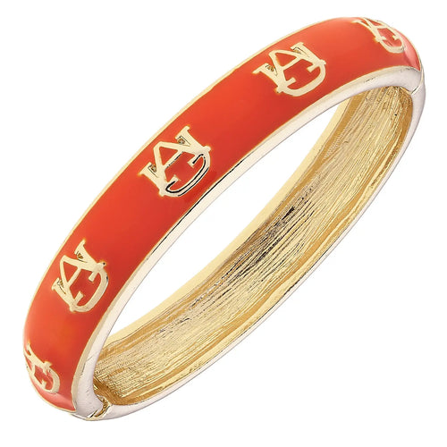 Auburn Tigers Sculpted Enamel Logo Hinge Bangle in Orange