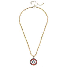 Auburn Tigers Pave Disc Necklace in Shiny Gold