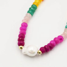 Colorful Gemstone with Pearl necklace