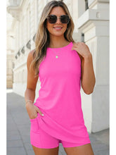Pink Solid Tank Dress Athletic Shorts Set