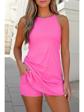 Pink Solid Tank Dress Athletic Shorts Set