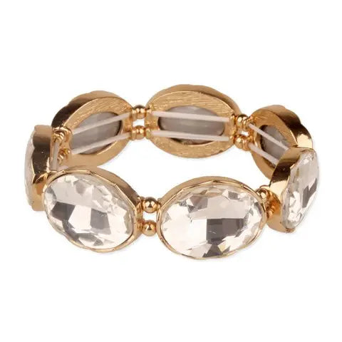Oval Rhinestone Crystal Stretch Evening Bangle Bracelet