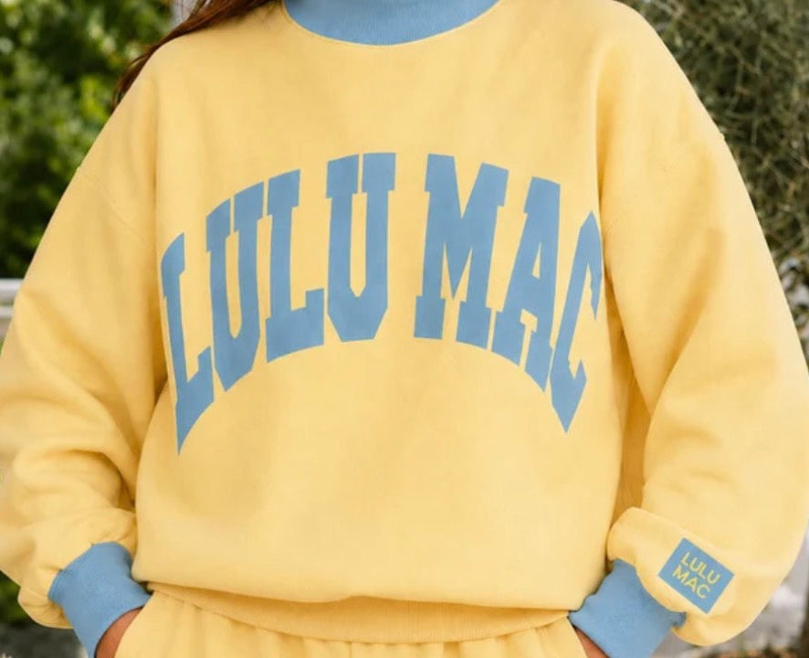 Lulu Mac mock neck yellow/blue