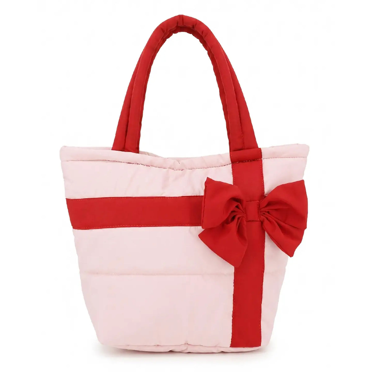 Gift Box Theme Bow Decorate Quilted Puffer Tote Bag