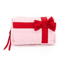 Gift Box Theme Bow Decorate Quilted Puffer Pouch