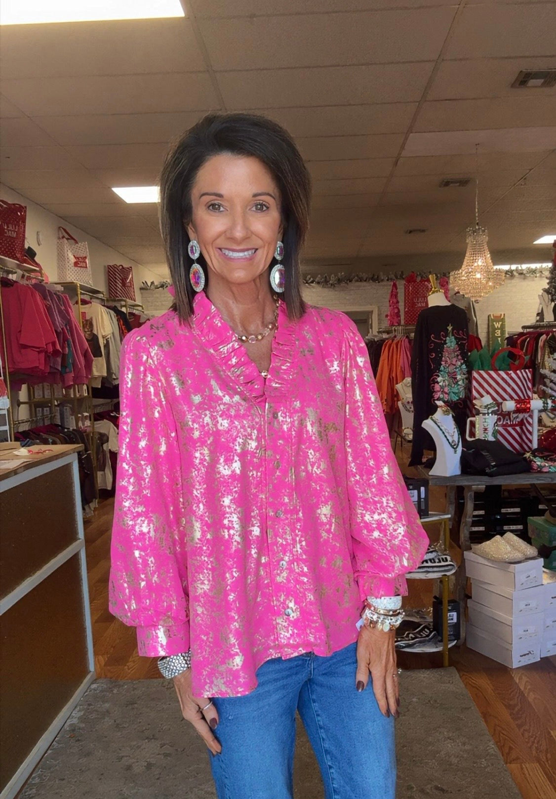 Pink shimmer top