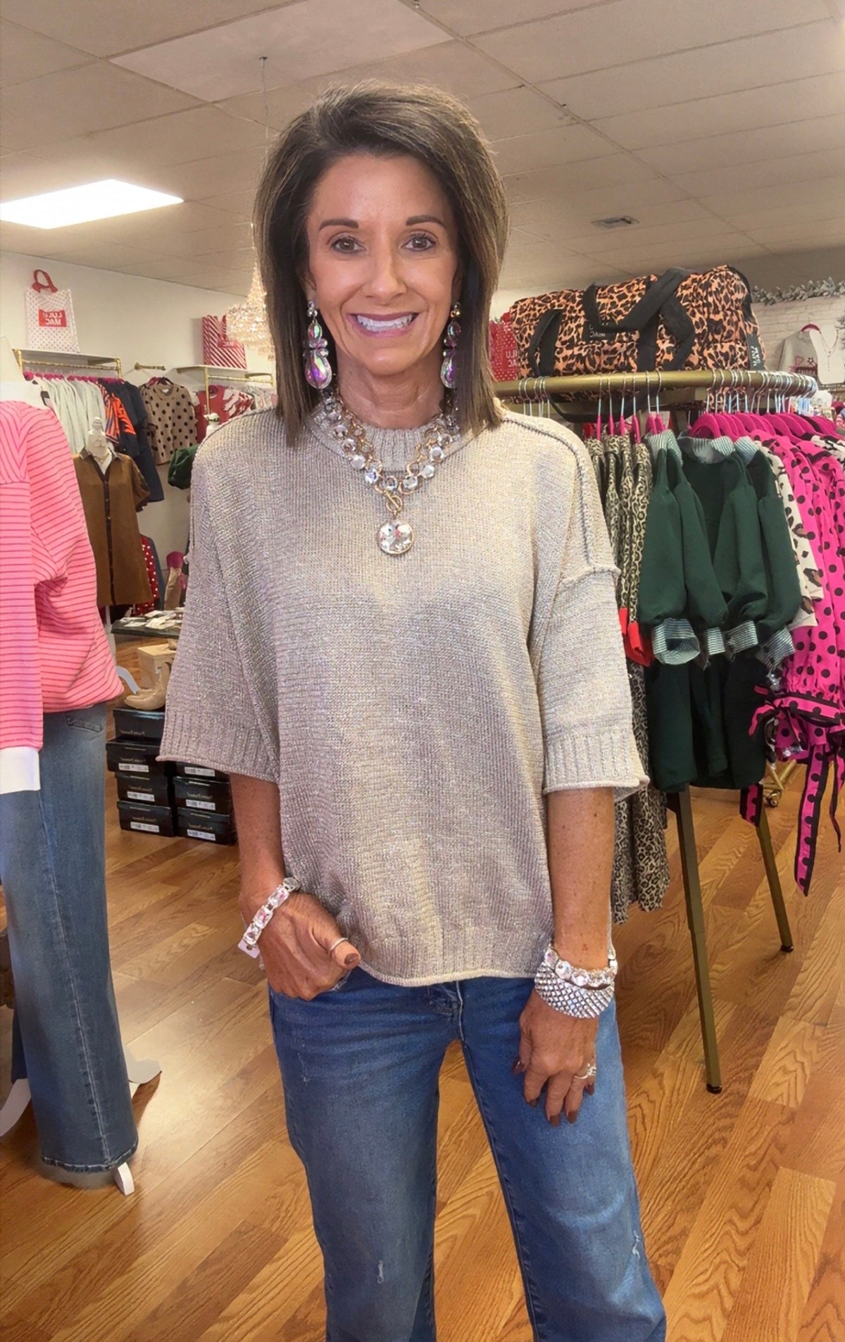 Light gold metallic sweater