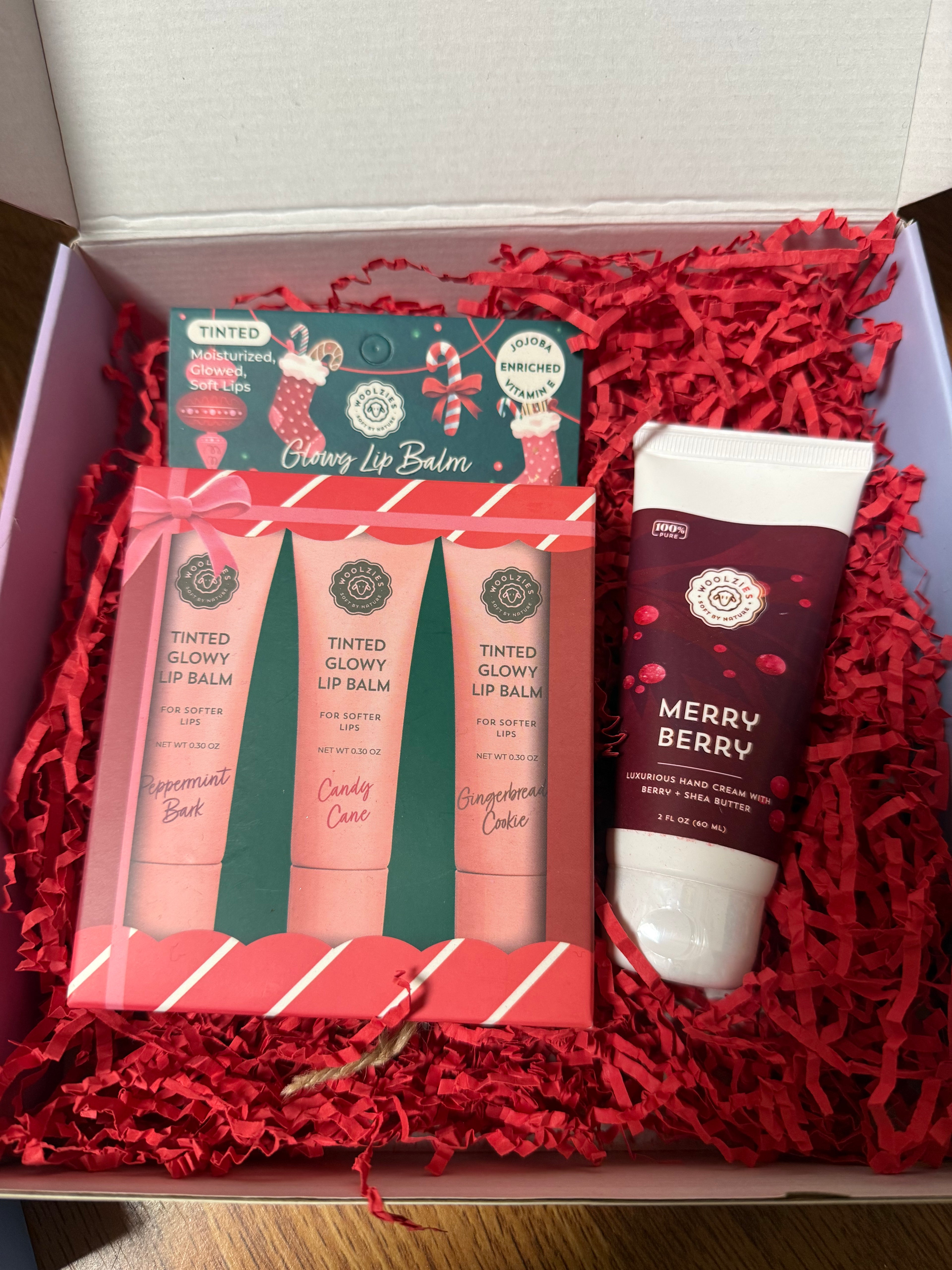 Christmas Gift Set – Glowy Lip Balm Trio + Hand Cream