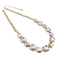 Cushion Cut Square Glass Crystal Linked Chain Necklace