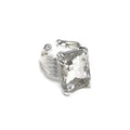 Square Glass Cushion Cut Cocktail Adjustable Wire Ring