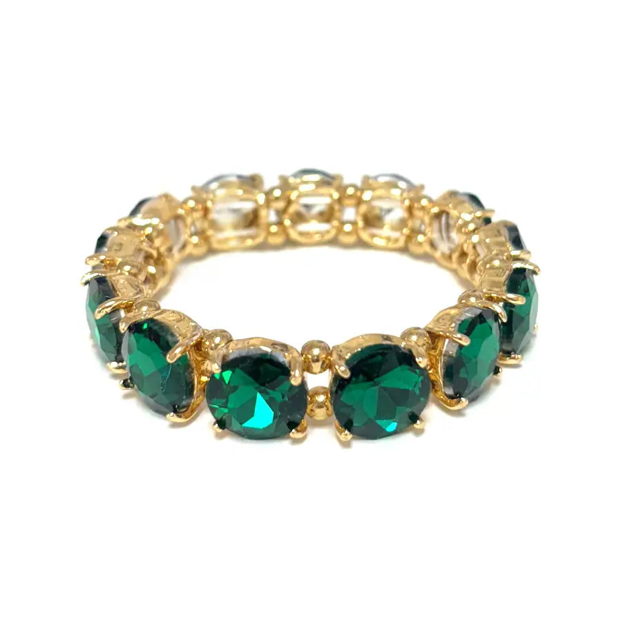 Round Crystal Glass Stone Stretch Evening Bracelet
