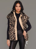 Tan & Brown Leopard Fleece Vest